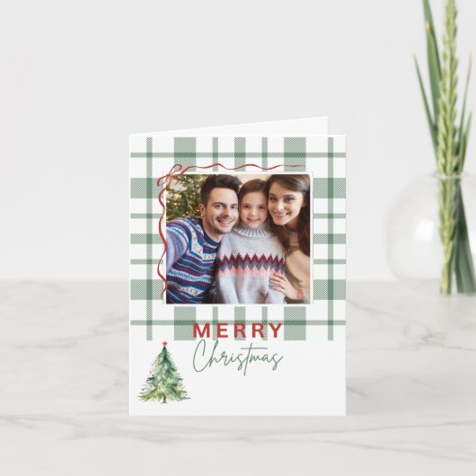 Carte de Noël Pâté Vert Rustique Photo Pliée (Devant)