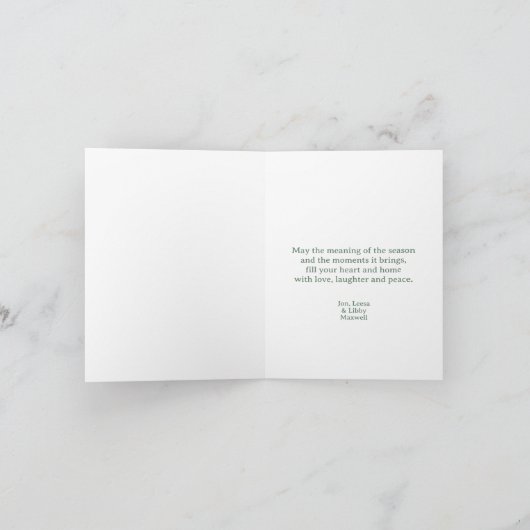 Carte de Noël Pâté Vert Rustique Photo Pliée (Intérieur)