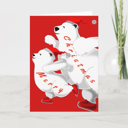 Carte de Noël Patinage Bears Famille (Devant)