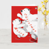 Carte de Noël Patinage Bears Famille (Fleur jaune)