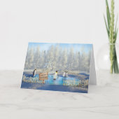 Carte de Noël Patinage sur glace Pingouins (Devant)