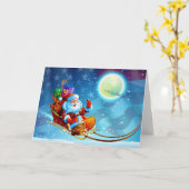 Carte de Noël Patriotique Père Noël (Fleur jaune)