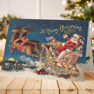 Carte de Noël Patriotique Père Noël Joyeux