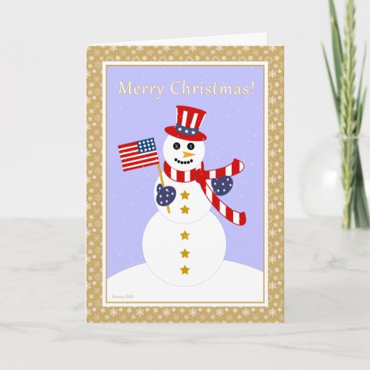 Carte de Noël Patriotique Snowman & Drapeau (Devant)