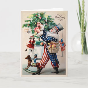 Carte de Noël Patriotique vintage