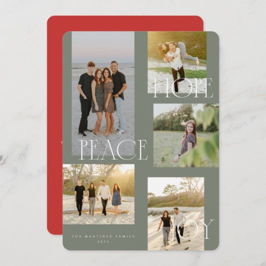 Carte de Noël Peace Hope Joy (Devant / Derrière)