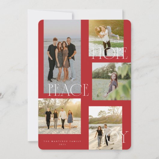 Carte de Noël Peace Hope Joy (Devant)