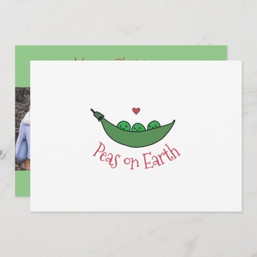 Carte de Noël "Peas on Earth" (Devant / Derrière)