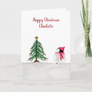 Carte de Noël Peggy Penguin personnalisée
