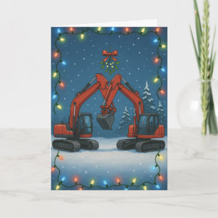 Carte de Noël - Pelles rouges s'embrassant