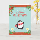 Carte de Noël PENGUIN (Fleur jaune)
