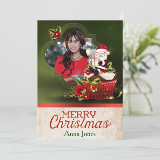 Carte de Noël père Noël (Debout devant)