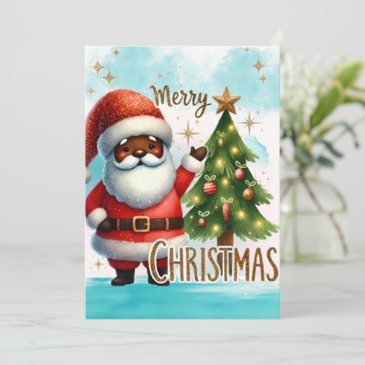 Carte de Noël Père Noël (Debout devant)