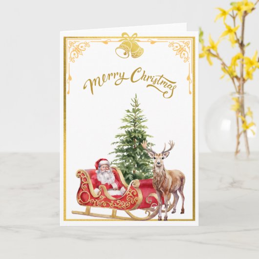 Carte de Noël "Père Noël arrive" (Fleur jaune)