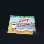 Carte de Noël Père Noël Beach<br><div class="desc">Tout le monde n'a pas un Noël blanc ! Profitez de cette carte qui célèbre les journées chaudes et de Noël sur la plage.</div>