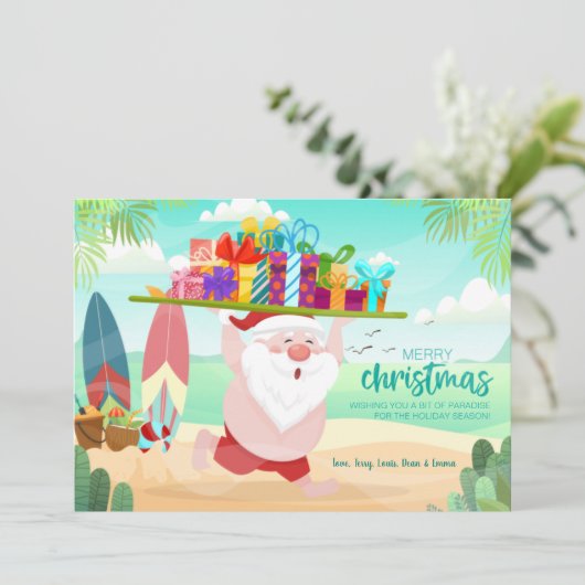 Carte de Noël Père Noël Beachside (Debout devant)