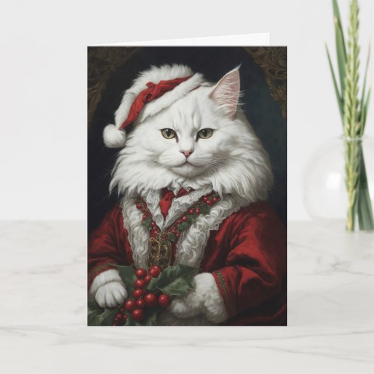 Carte de Noël père Noël Cat (Devant)