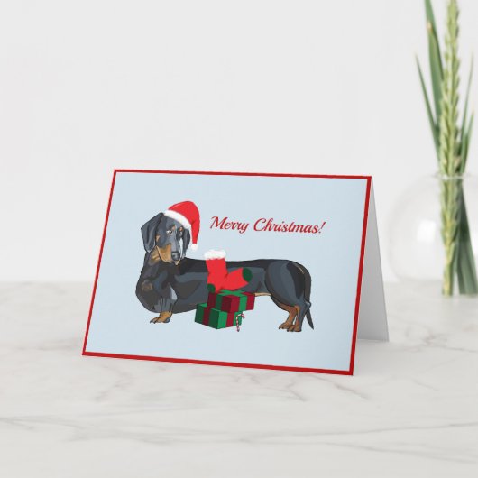 Carte de Noël Père Noël Dachshund blanche (Devant)