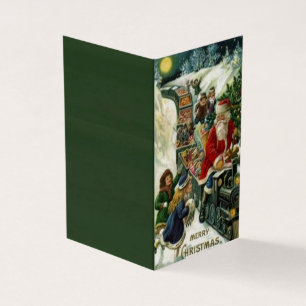 Carte de Noël Père Noël dans un train de jouets