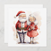 Carte de Noël père Noël et Mme Claus (Devant / Derrière)