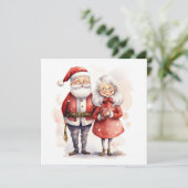 Carte de Noël père Noël et Mme Claus (Debout devant)