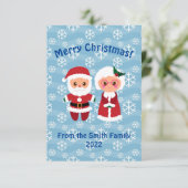 Carte de Noël père Noël et Mme Claus (Debout devant)