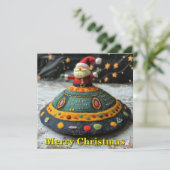 Carte de Noël père Noël et UFO (Debout devant)