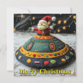Carte de Noël père Noël et UFO (Devant)