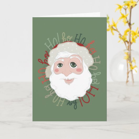 Carte de Noël - Père Noël Hohoho (Fleur jaune)