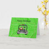 Carte de Noël père Noël In Police Car (Fleur jaune)