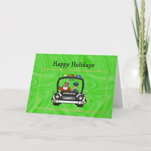 Carte de Noël père Noël In Police Car (Devant)