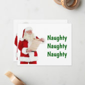 Carte de Noël père Noël Naughty List (Devant/Arrière en situation)