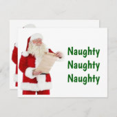 Carte de Noël père Noël Naughty List (Devant / Derrière)
