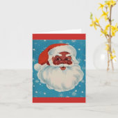 Carte de Noël PÈRE NOËL NOIR style vintage (Fleur jaune)