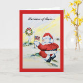 Carte de Noël Père Noël patriotique (Fleur jaune)