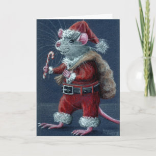 Carte de Noël père Noël Rat