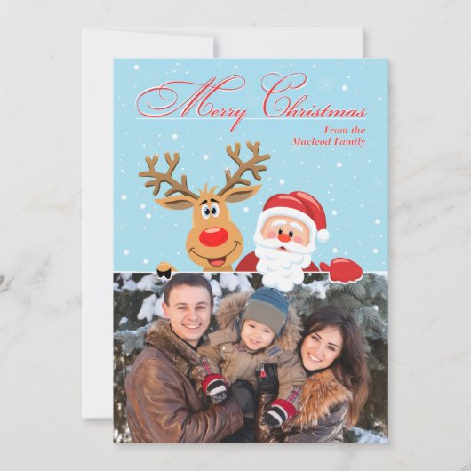 Carte de Noël père Noël & Rudolph (Devant)