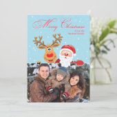 Carte de Noël père Noël & Rudolph (Debout devant)