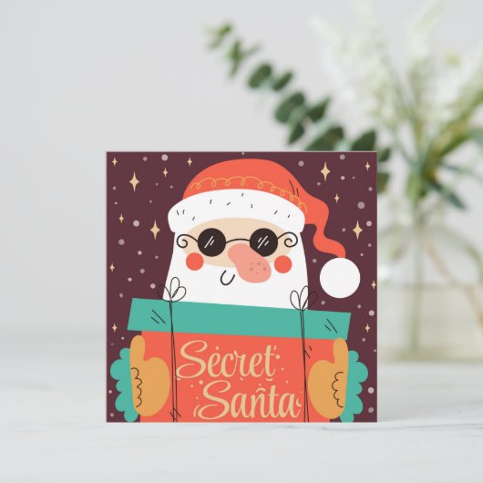 Carte de Noël Père Noël secrète (Debout devant)