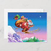 Carte de Noël père Noël Ski (Devant / Derrière)
