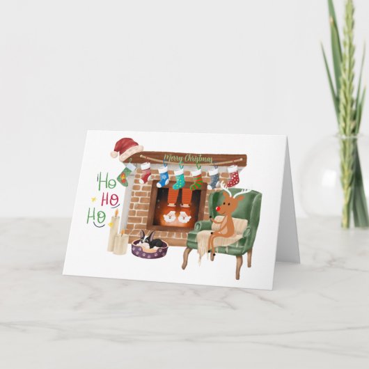 Carte de Noël père Noël Slippers (Devant)