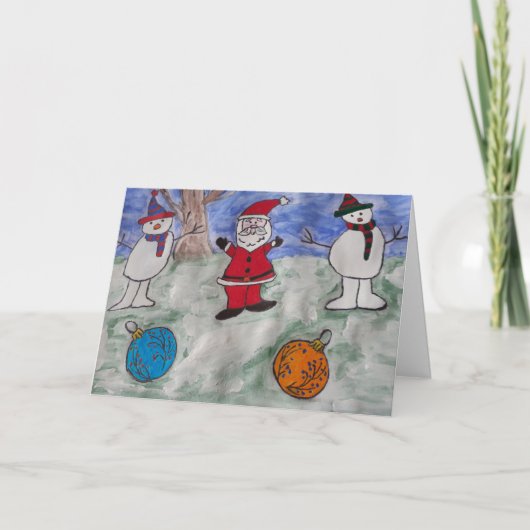 Carte de Noël père Noël & Snowmen (Devant)