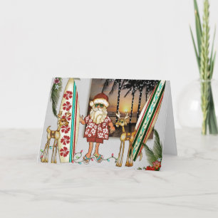 Carte de Noël Père Noël Tropical