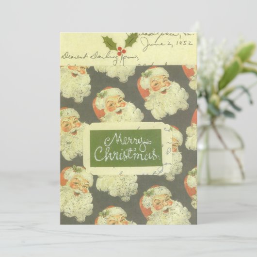 Carte de Noël Père Noël vintage (Debout devant)