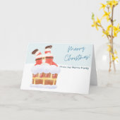Carte de Noël Père Noël Watercolor personnalisable (Fleur jaune)