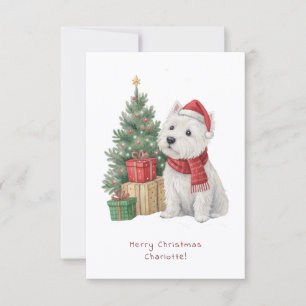 Carte de Noël personnalisable Chien Westie Drôle e