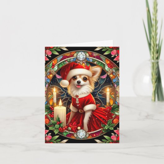 Carte de Noël personnalisable Chihuahua Père Noël (Devant)
