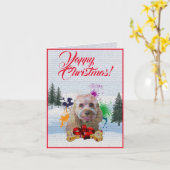 Carte de Noël personnalisable facile Cavapoo Chien (Fleur jaune)