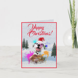 Carte de Noël personnalisable facile Dalmatien Chi