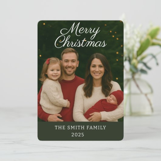 Carte de Noël personnalisable Faire-part bébé (Debout devant)